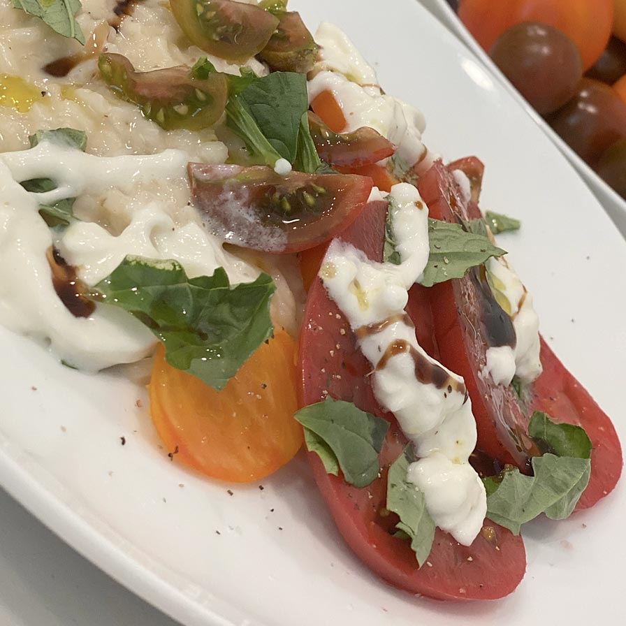 Dena Marino Marino’s Aperitivo & Risotto with Heirloom Tomatoes and Burrata