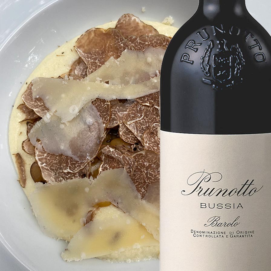 Creamy Semolina with Urbani White Truffles and Parmigiano Reggiano paired with Prunotto Barolo