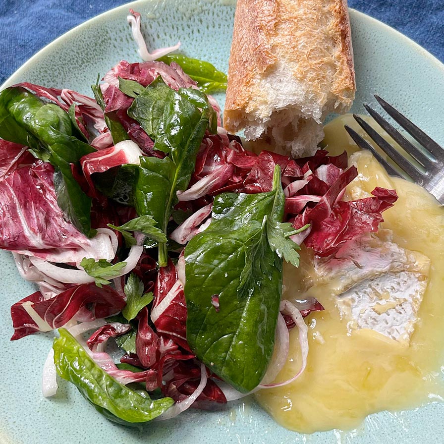 Melissa Clark - Fresh Herb, Radicchio, and Baked Camembert Salad