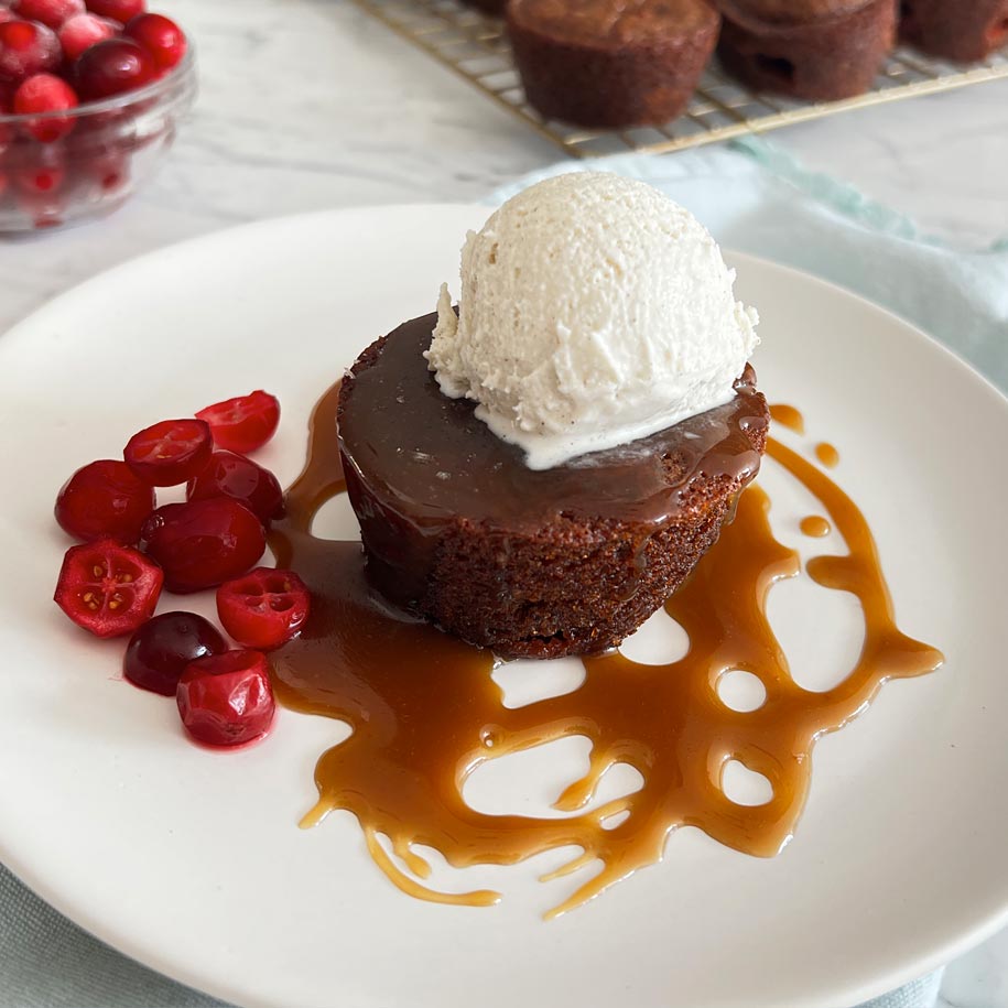 Camille Moore - Sticky Ginger Cakes with Cranberry & Salted Caramel