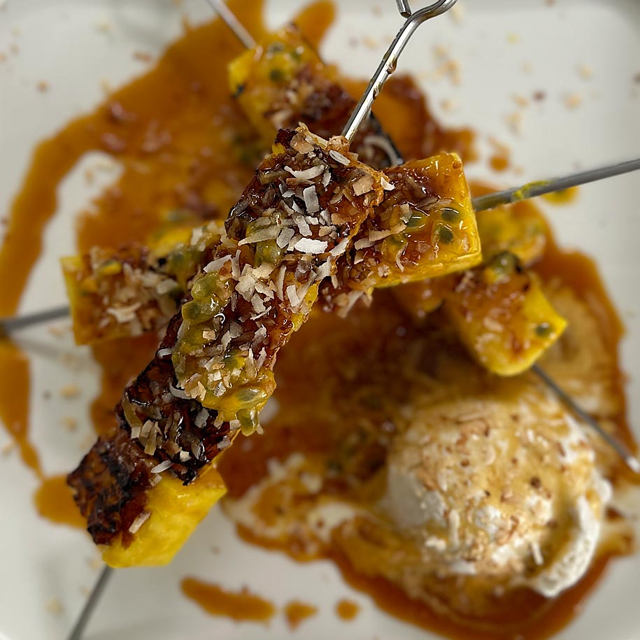 Curtis Stone - Grilled Pineapple with Tropical Caramel Sauce & Passion Fruit