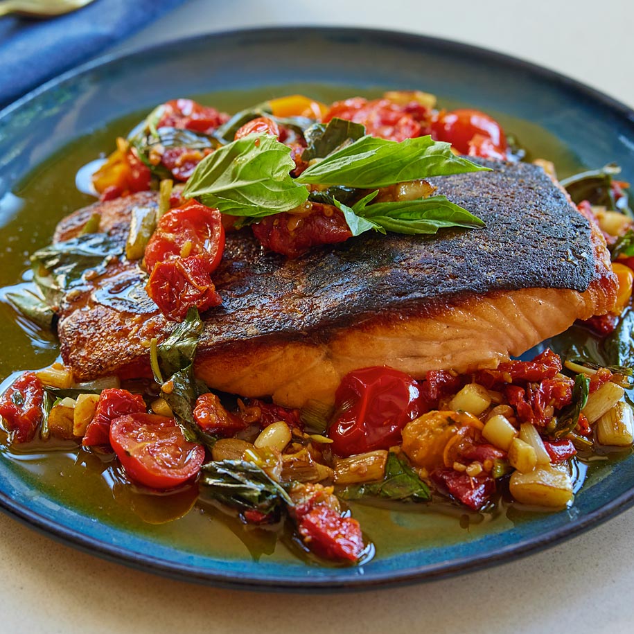 Gregory Gourdet - Seared Salmon with Dried Tomato Relish