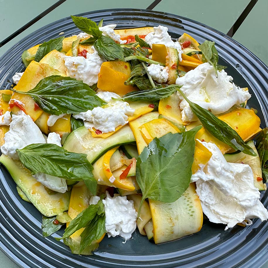 Sarah Gruenberg - Chilled Zucchini Salad with Burrata & Basil
