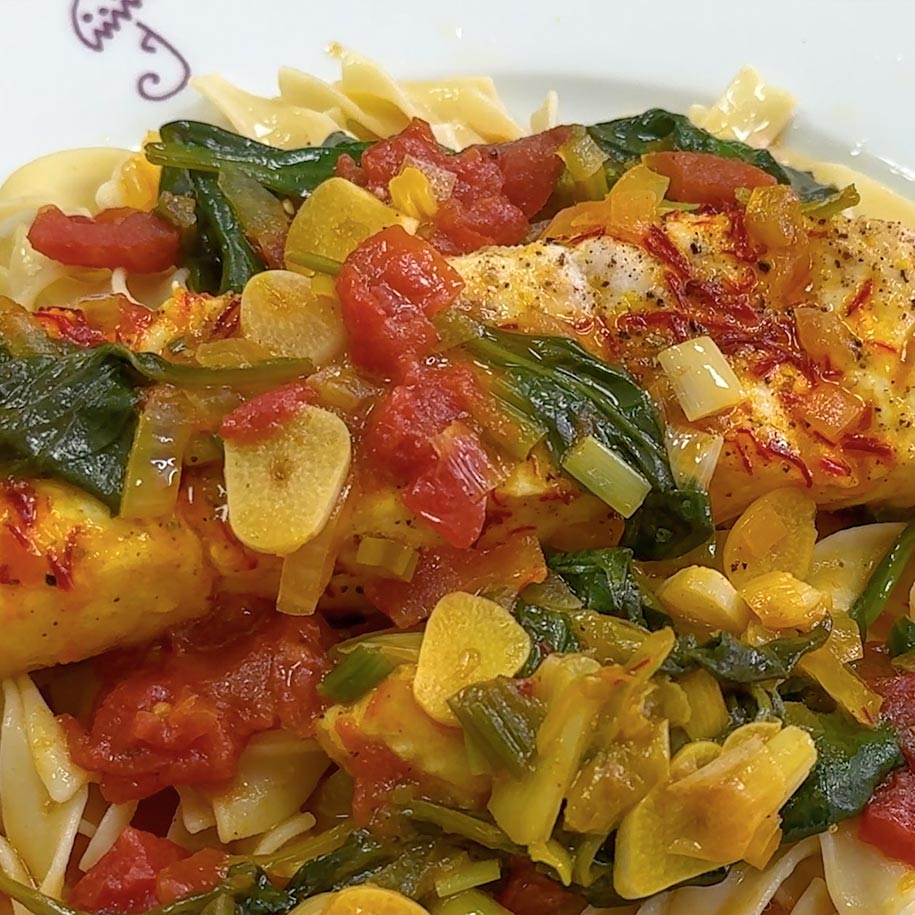 Halibut Spanish Style by Jacques Pepin